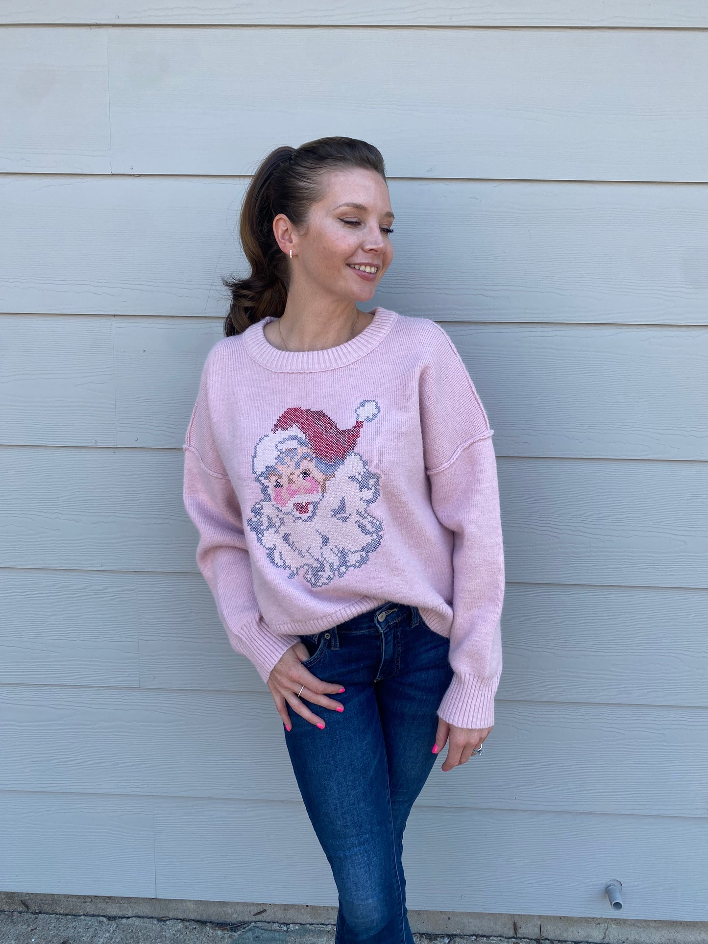 Pink Vintage Santa Sweater