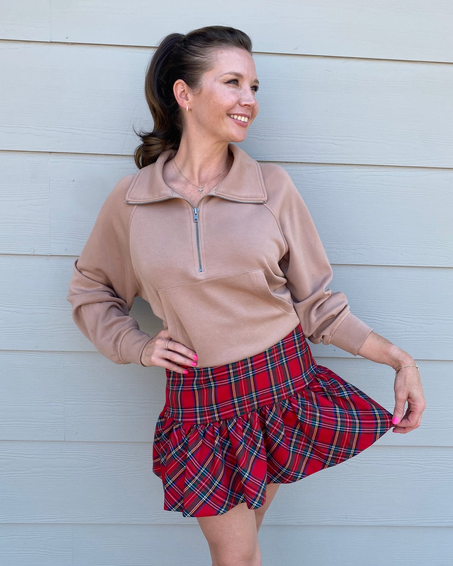 Red Plaid Balloon Skirt