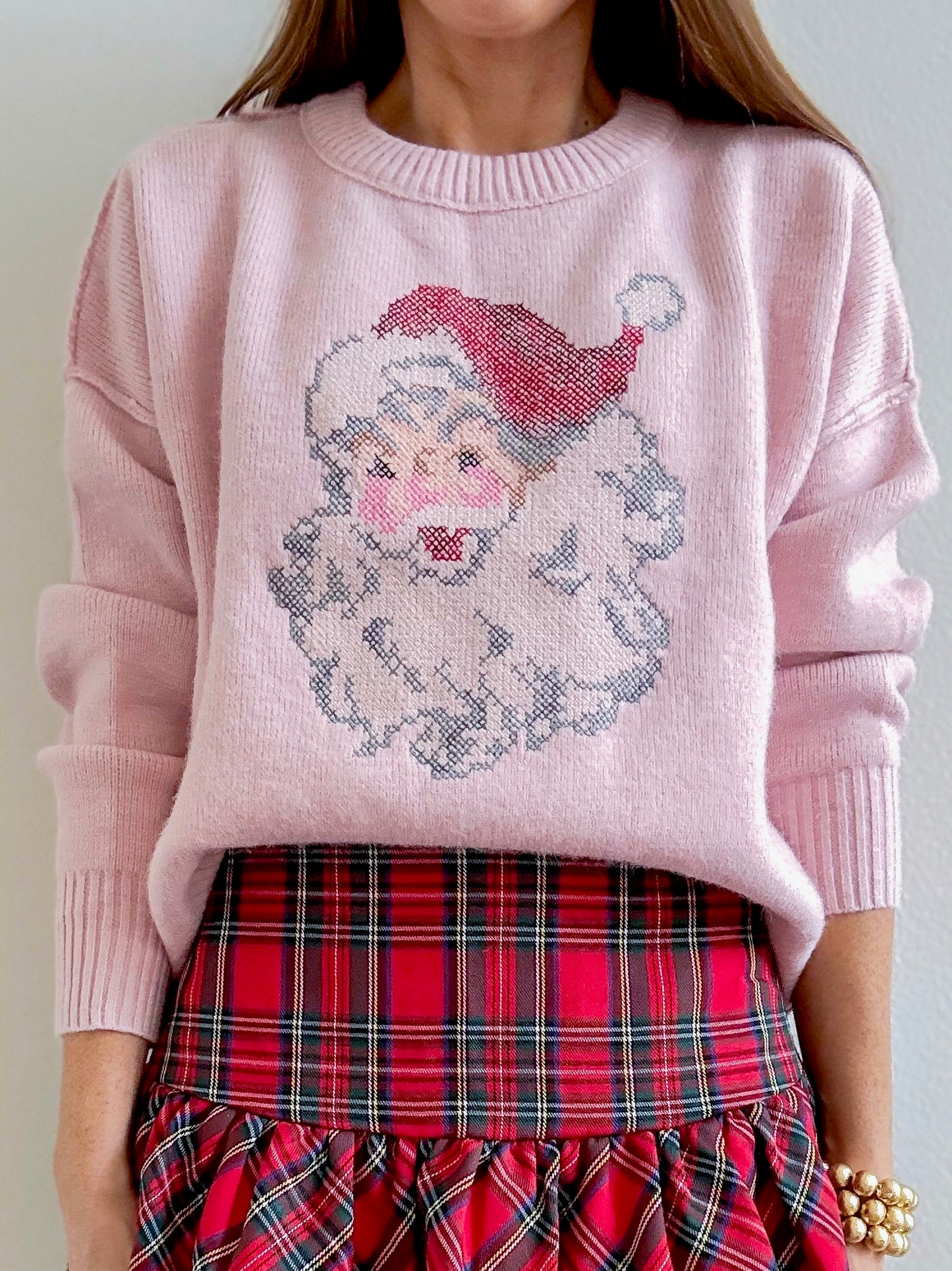 Pink Vintage Santa Sweater