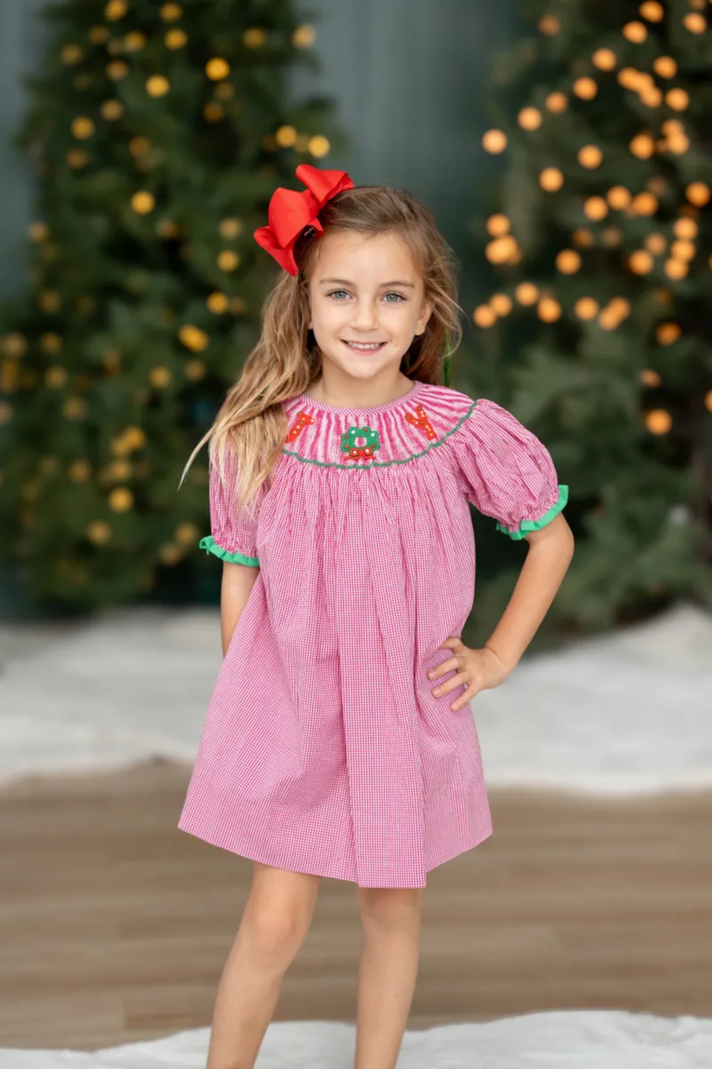 Pink Smocked Gingham JOY Dress