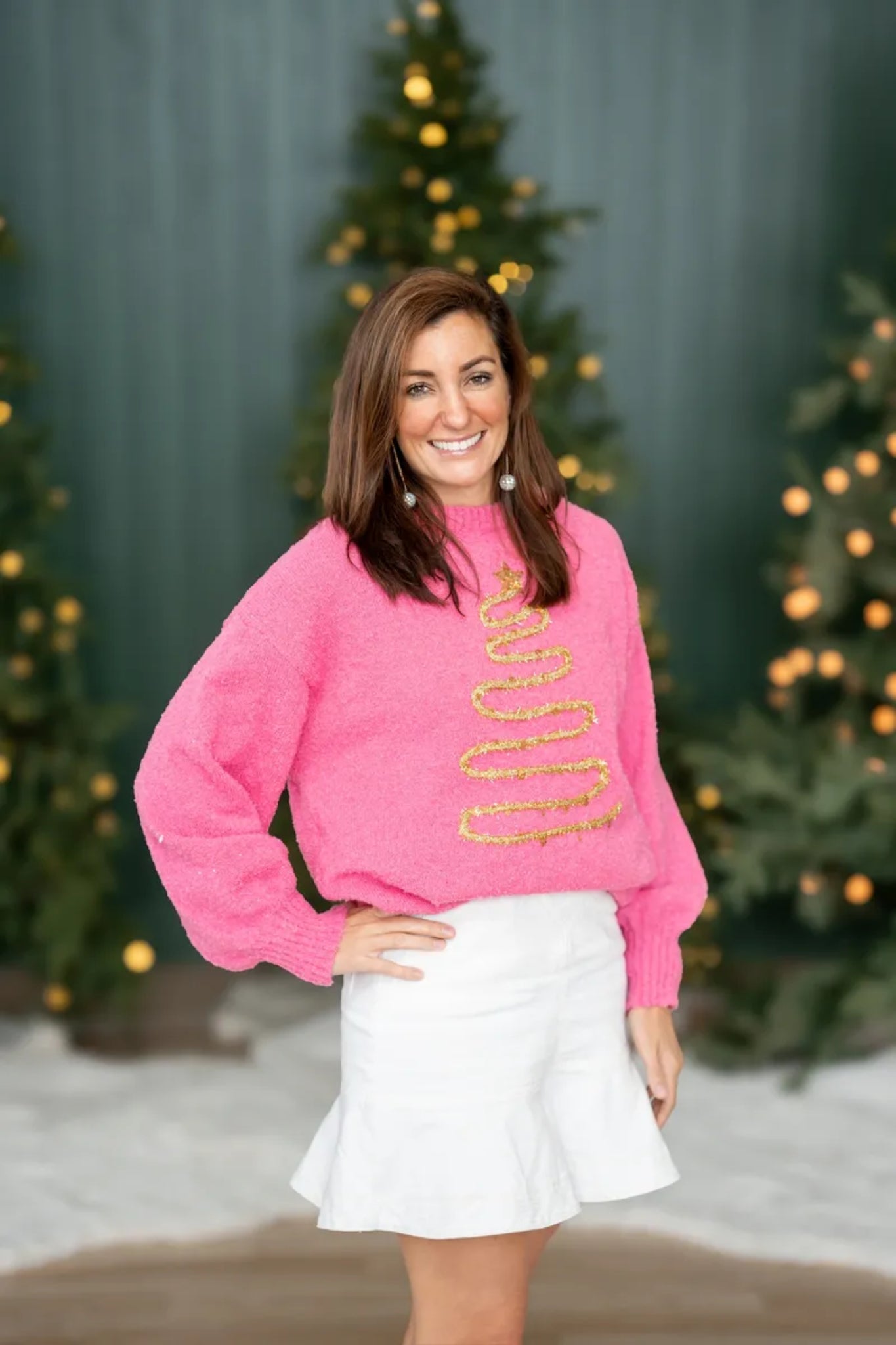 Christmas Tree Gold Tinsel Oversized Sweater