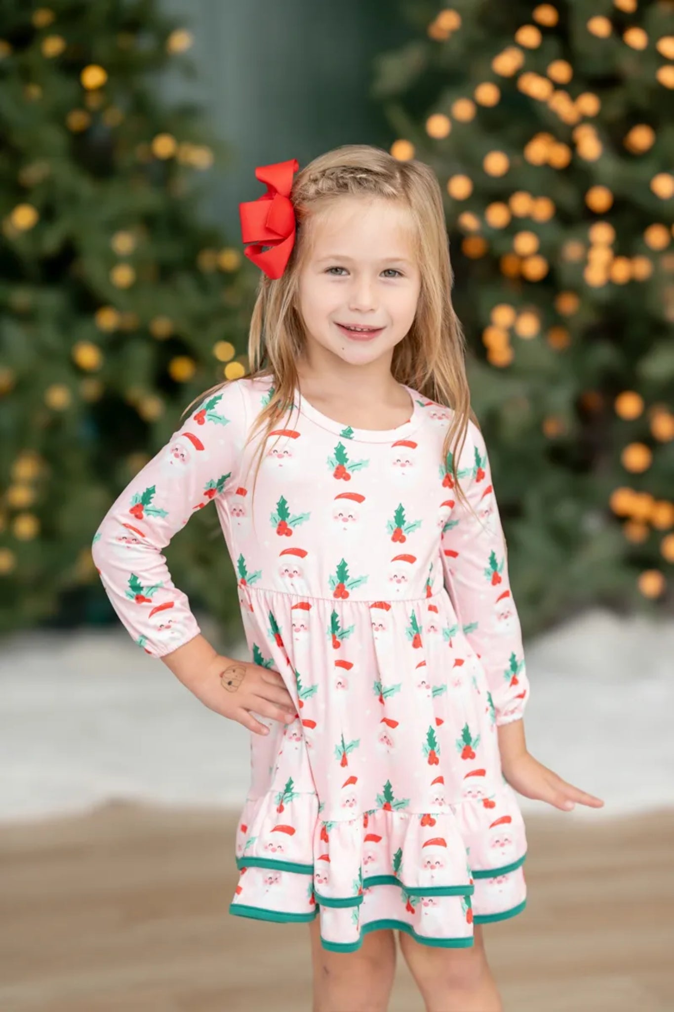 Girls Ruffle Santa Dress