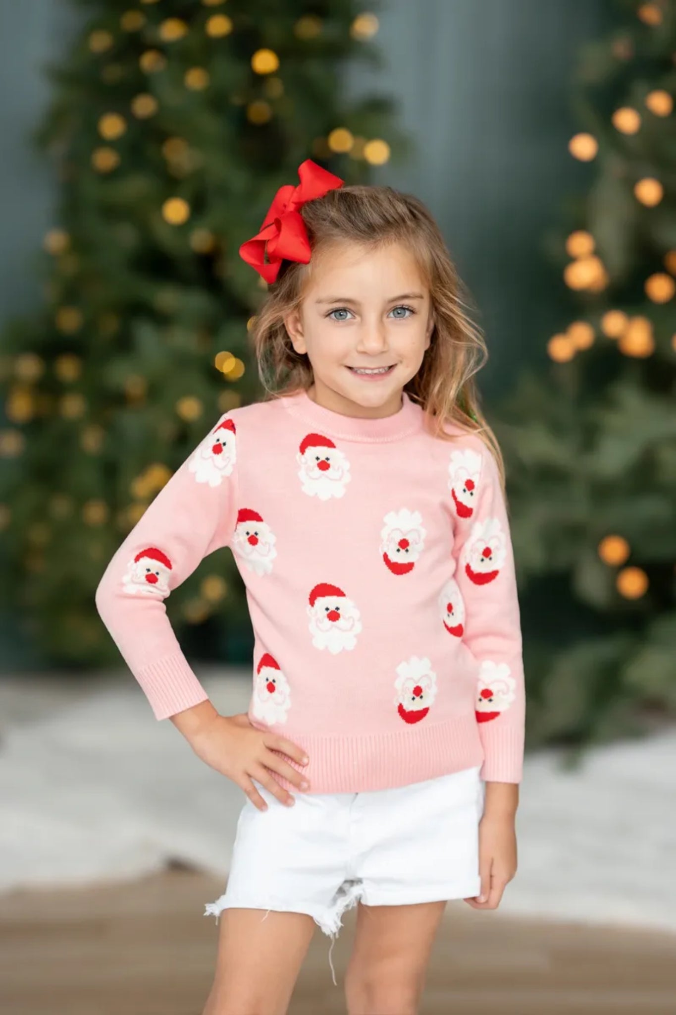 Girls Santa Jacquard Knit Sweater