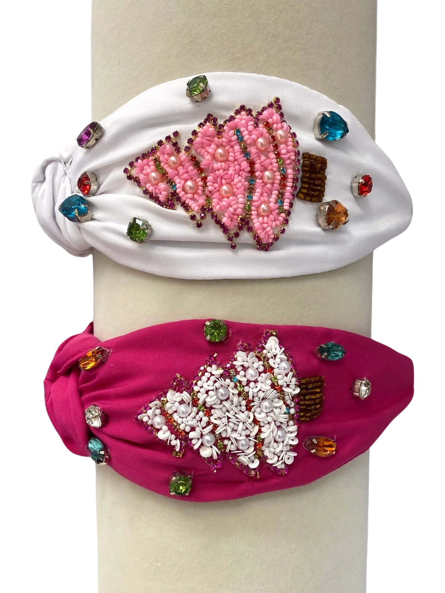 Christmas Tree Beaded Knotted Headband