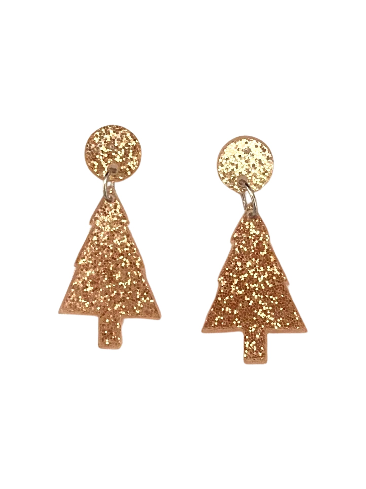 Gold Christmas Tree Acrylic Earrings