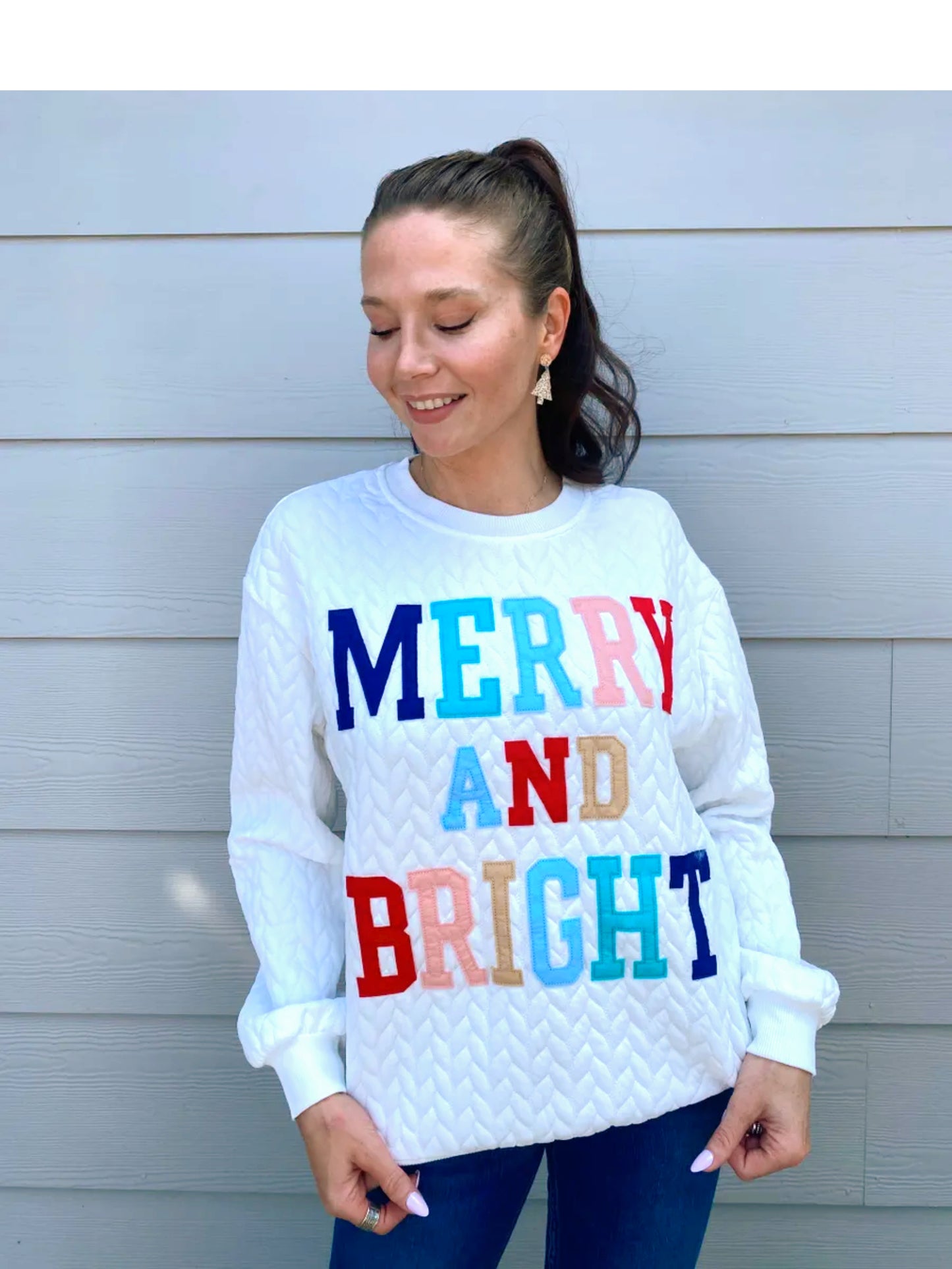 Merry and Bright Quilted Sweatshirt