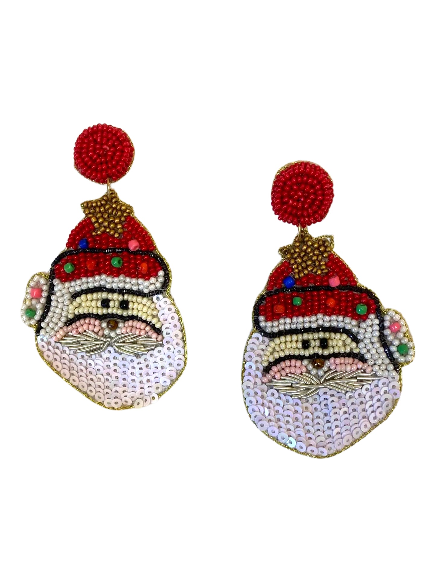 Beaded Santa Earrings