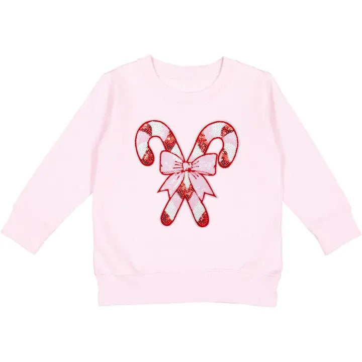 Girls Pink Candy Cane Sweatshirt