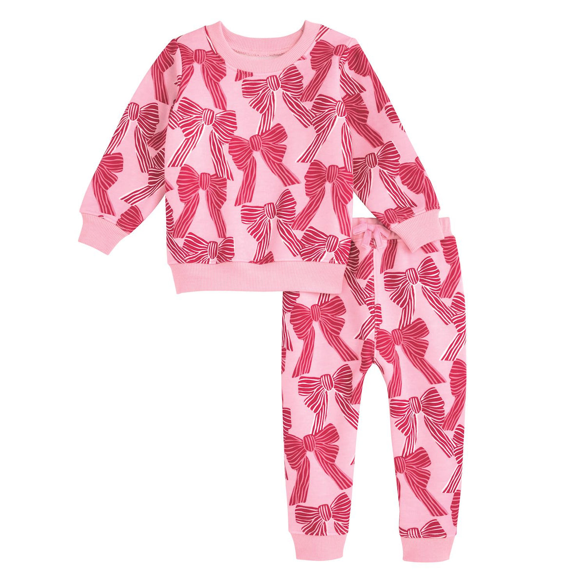Girls Pink and Red Bow Set