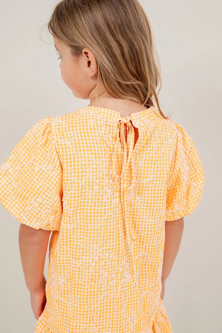 Orange Drop Waist Gingham Dress by Voy