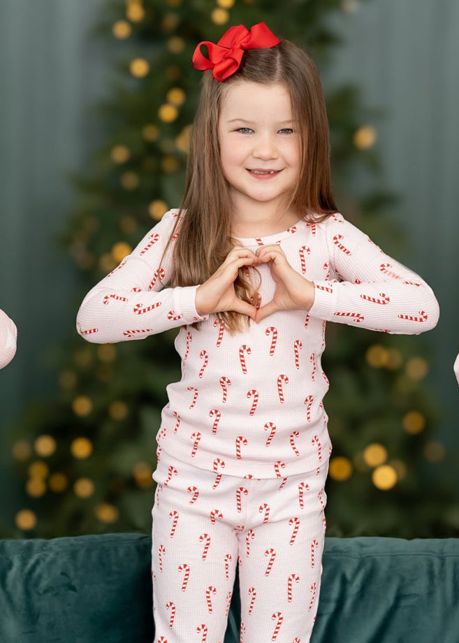 Spearmint Love Organic Waffle 2-Piece Set Pink Candy Cane