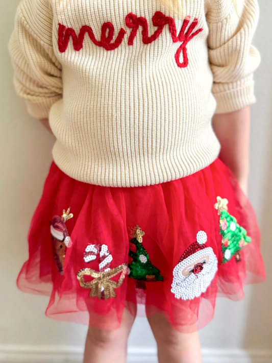 Red Santa and Trees Tutu