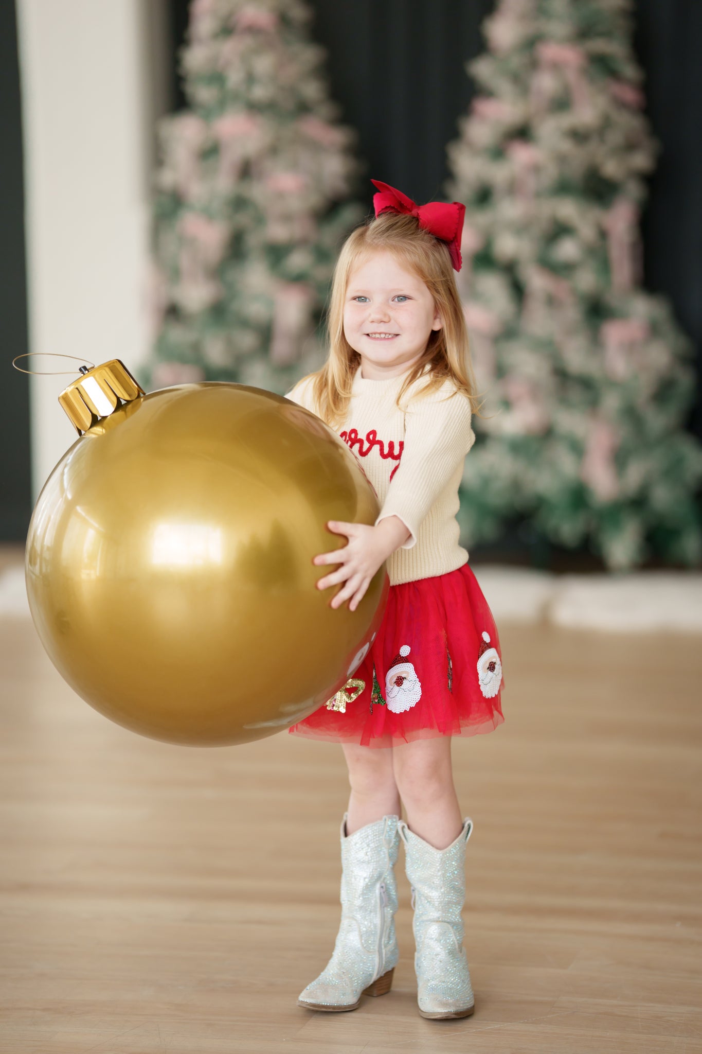 White Girls Red Merry Embroidery Sweater