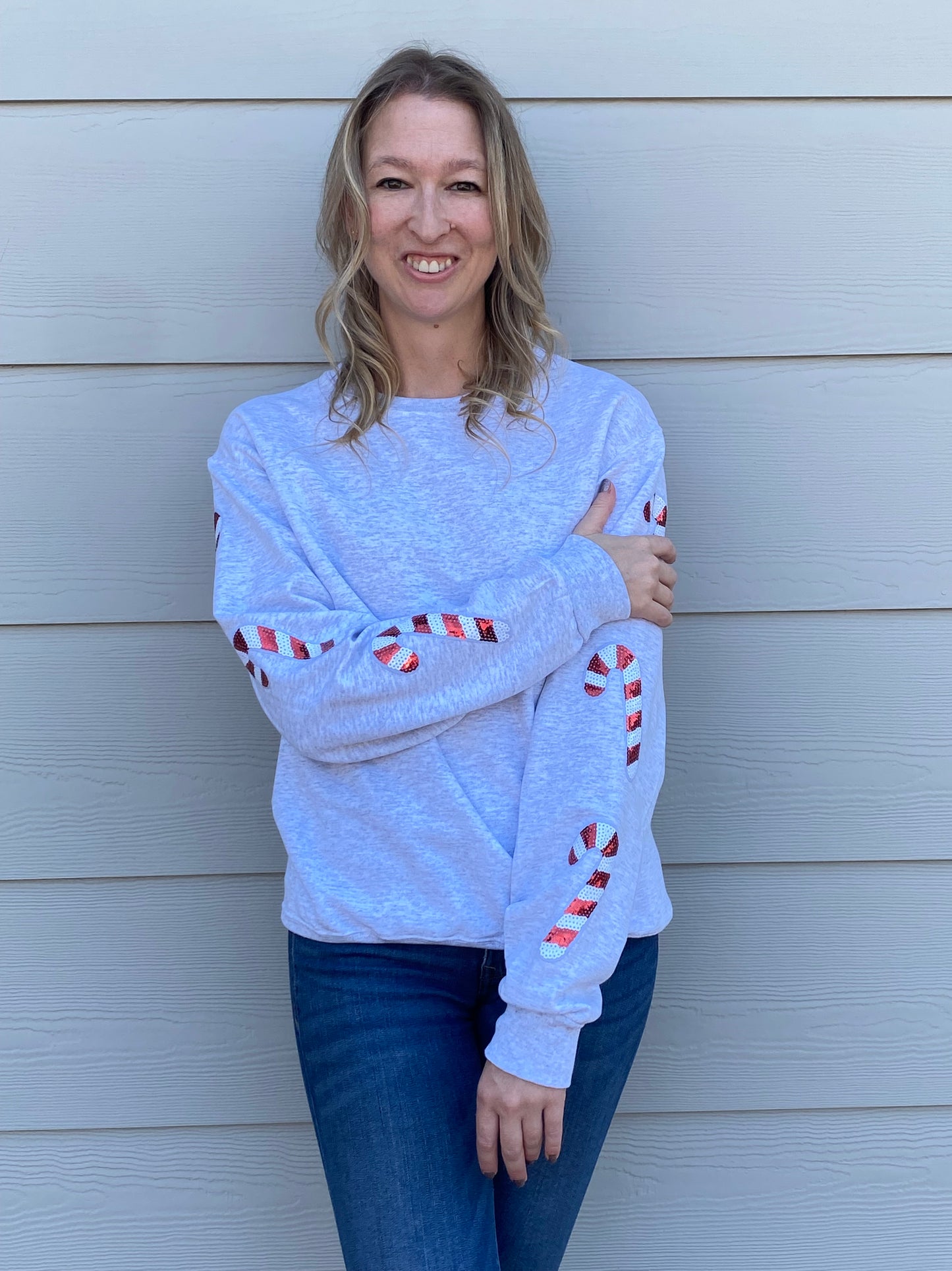 Gray Candy Cane Sweatshirt