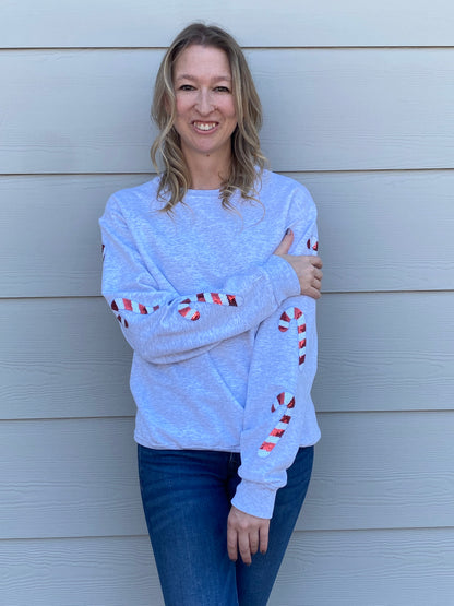 Gray Candy Cane Sweatshirt