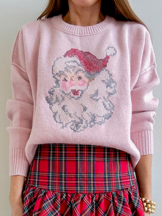 Pink Vintage Santa Sweater