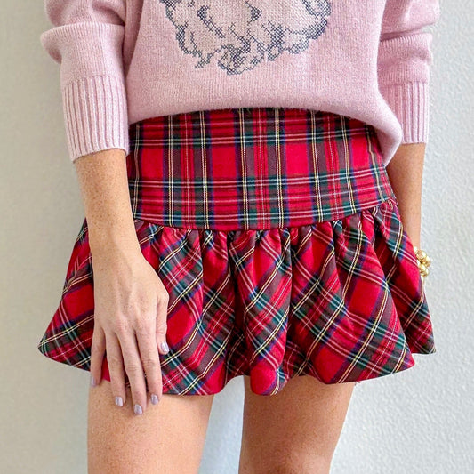 Red Plaid Balloon Skirt