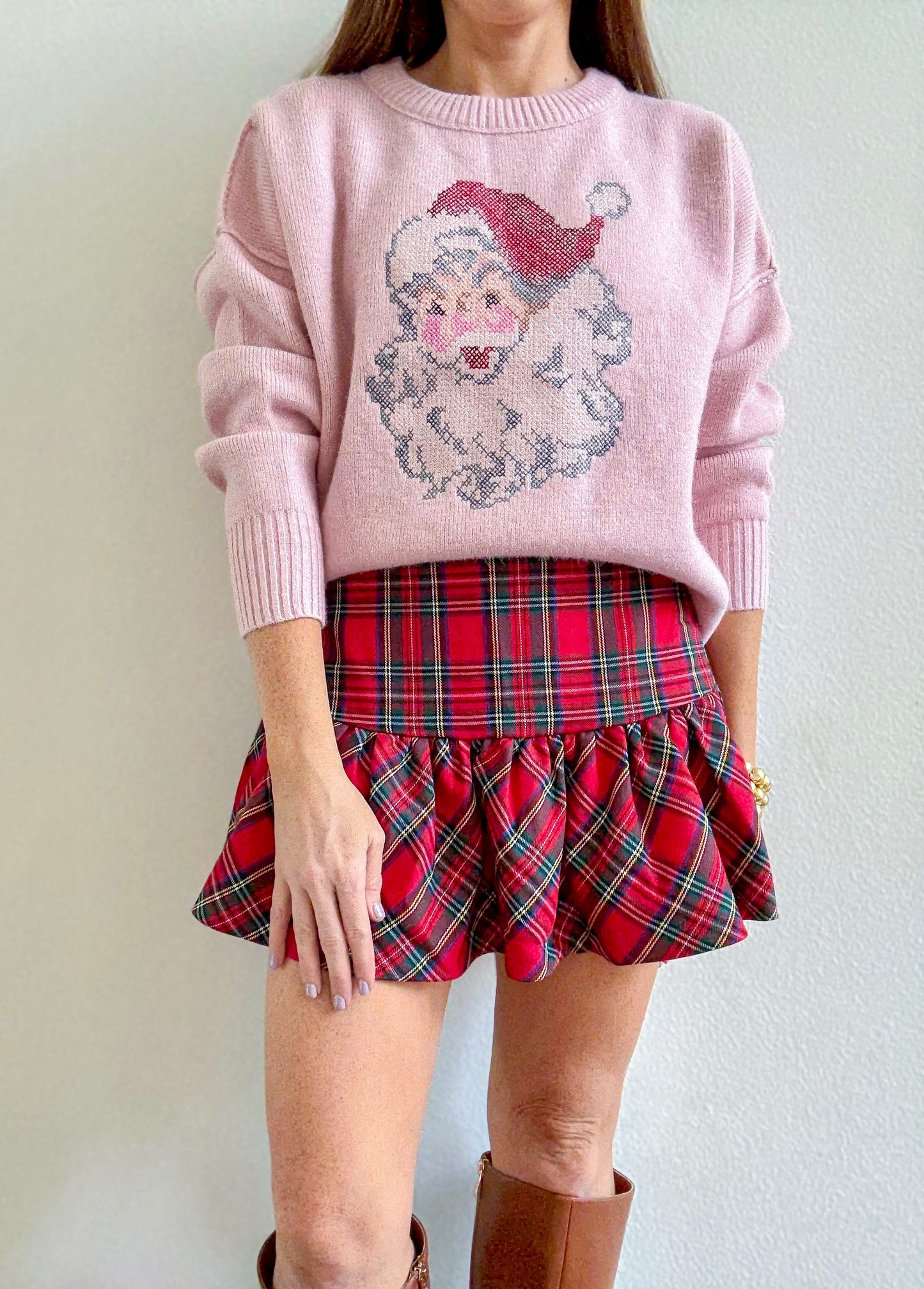 Pink Vintage Santa Sweater