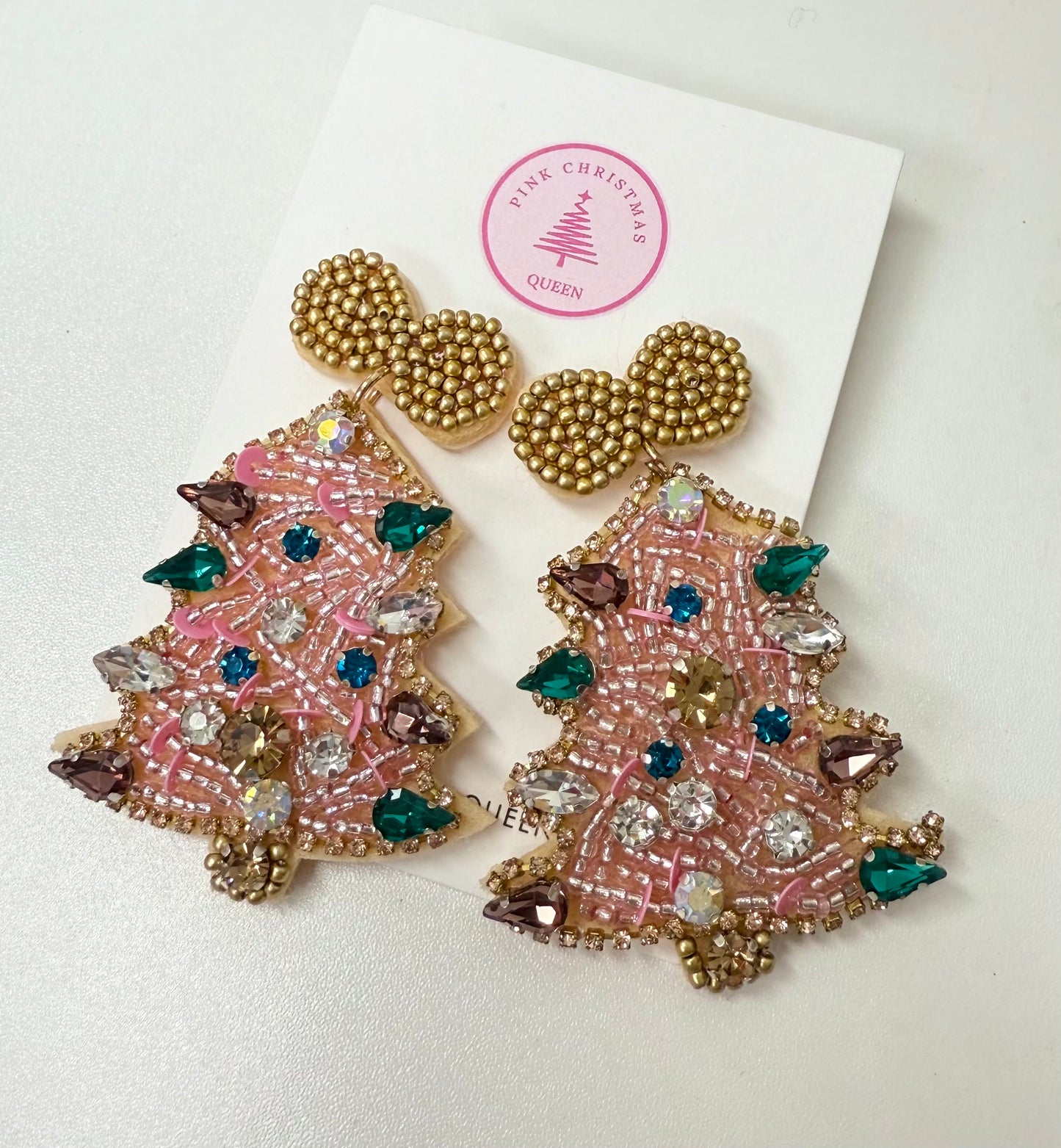 Light Pink Beaded Tree Earring