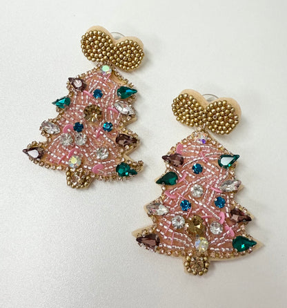 Light Pink Beaded Tree Earring