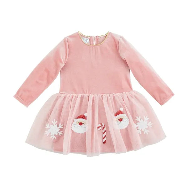 Pink velvet long sleeve Santa tutu dress