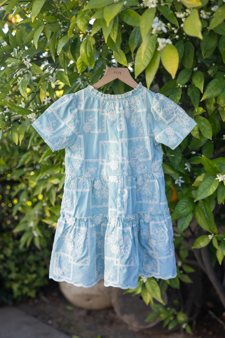 Embroidered Teal Girls Dress by Voy