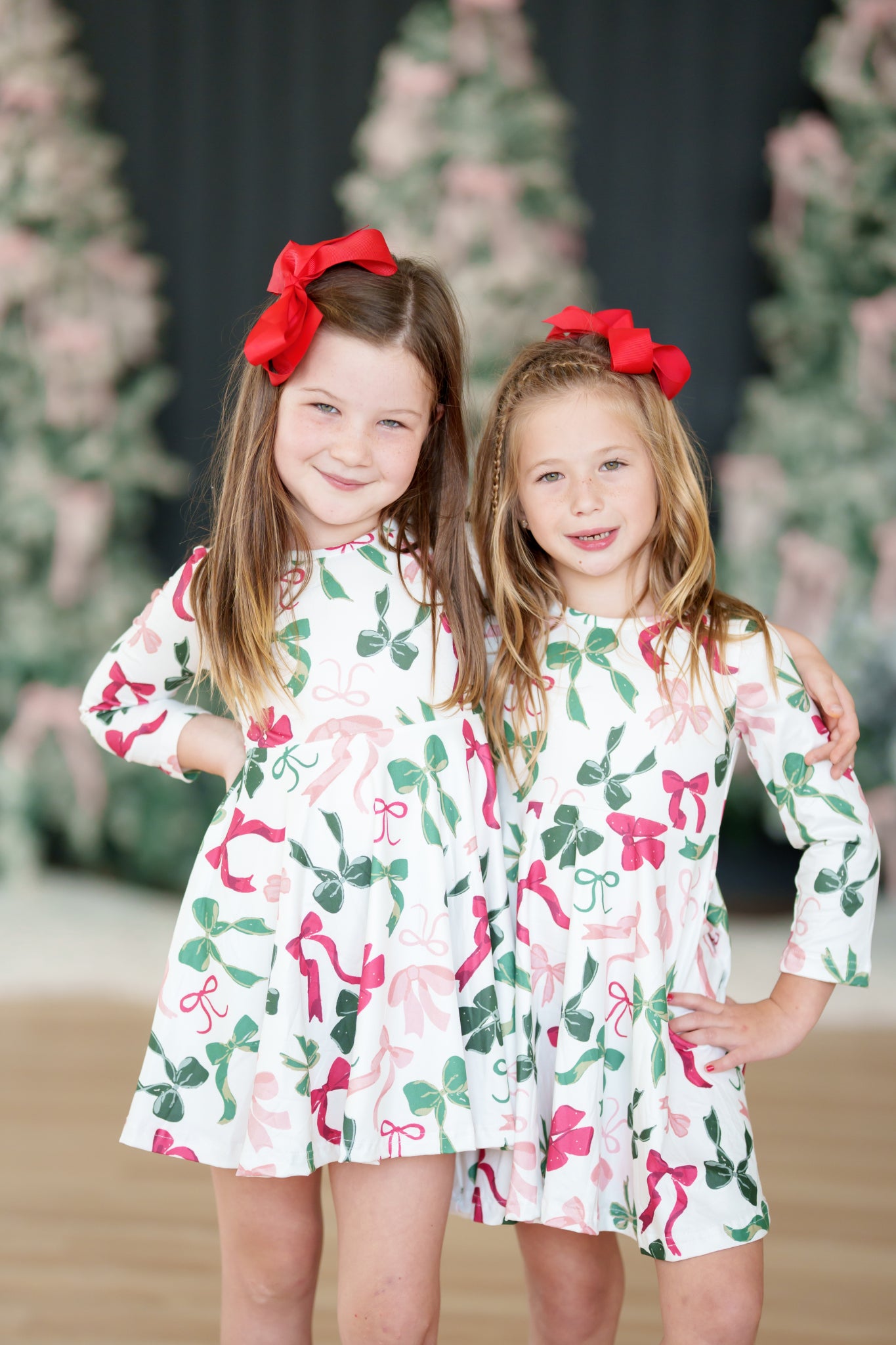 Christmas Bow Print Dress