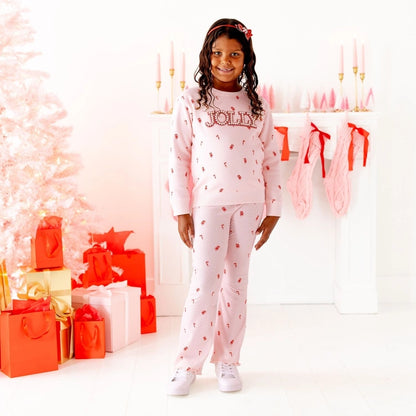 Girls Candy Cane Flare Leggings