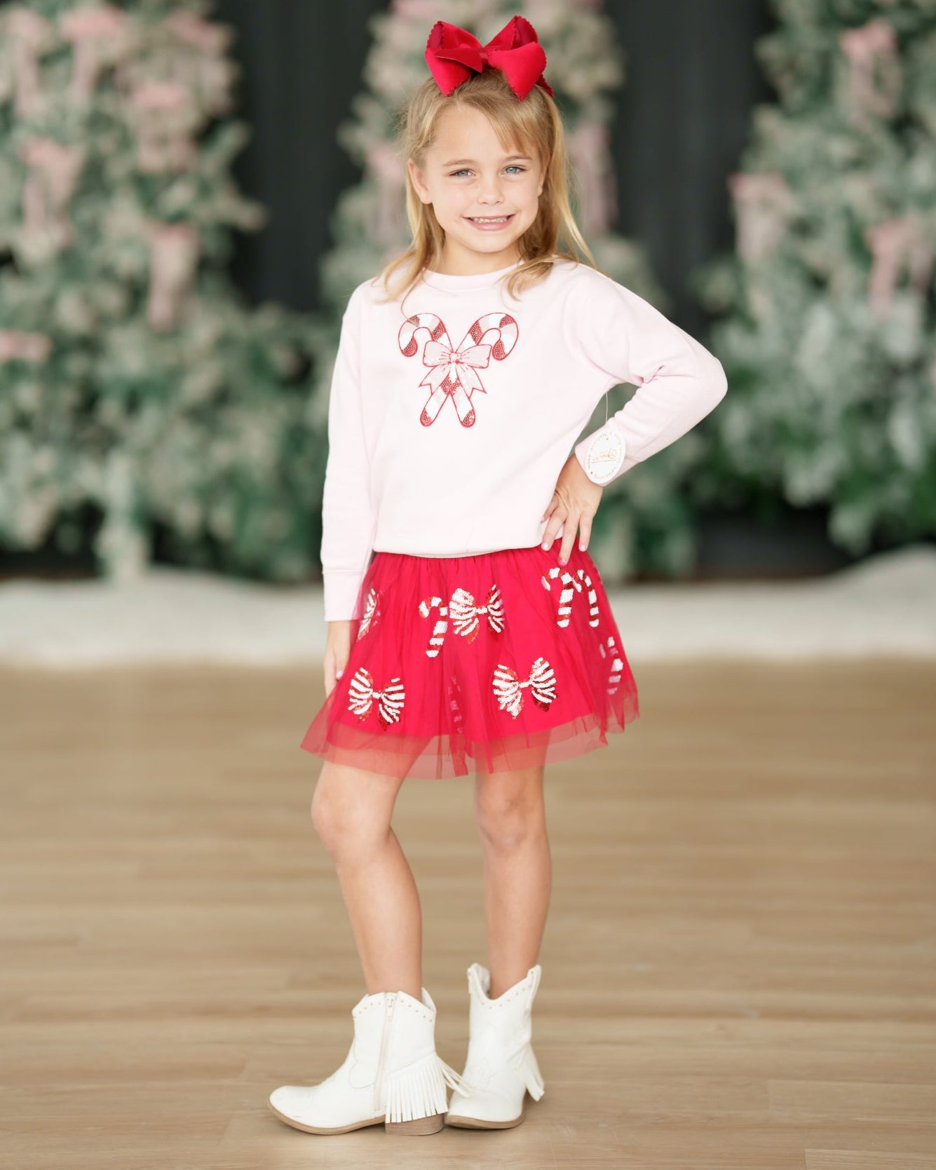 Girls Red Candy Cane Tutu