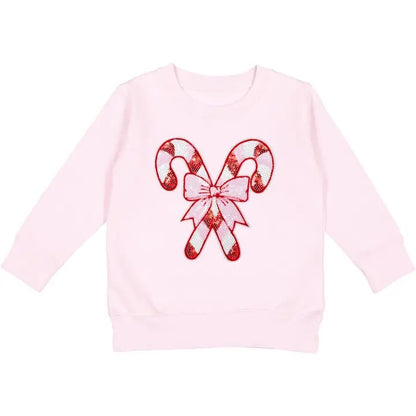 Girls Pink Candy Cane Sweatshirt