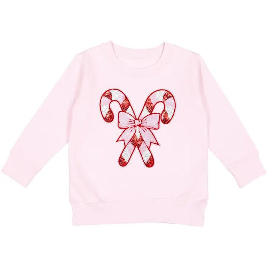 Girls Pink Candy Cane Sweatshirt
