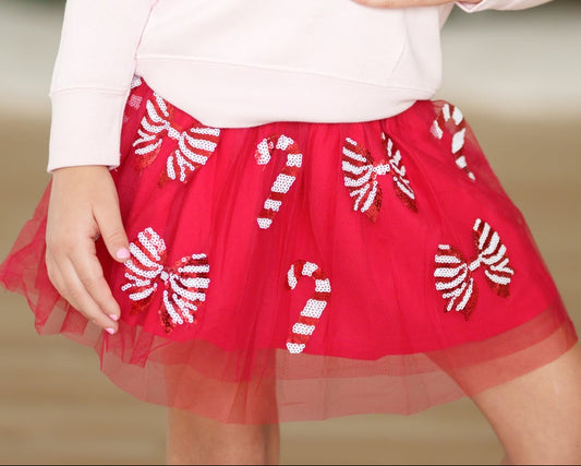 Girls Red Candy Cane Tutu