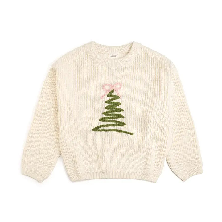 Girls Knit Christmas Tree Sweater