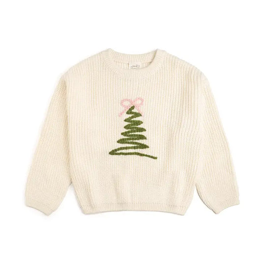 Girls Knit Christmas Tree Sweater
