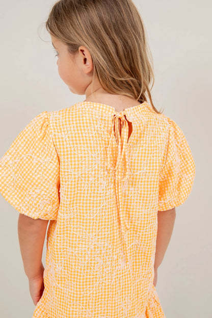 Orange Drop Waist Gingham Dress by Voy