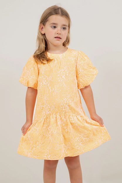 Orange Drop Waist Gingham Dress by Voy