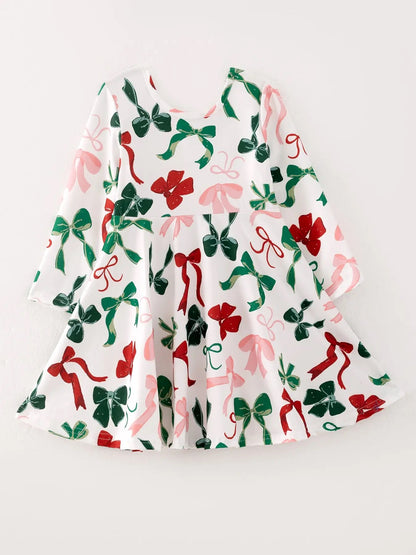 Christmas Bow Print Dress