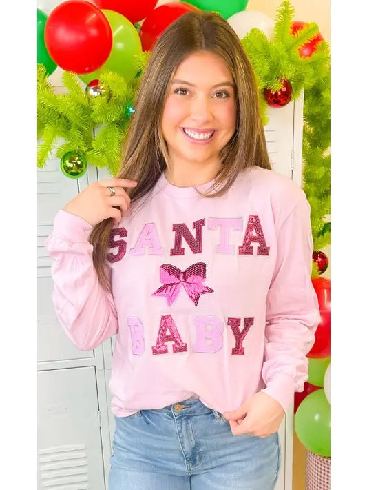 Santa Baby Sequin Long Sleeve Shirt