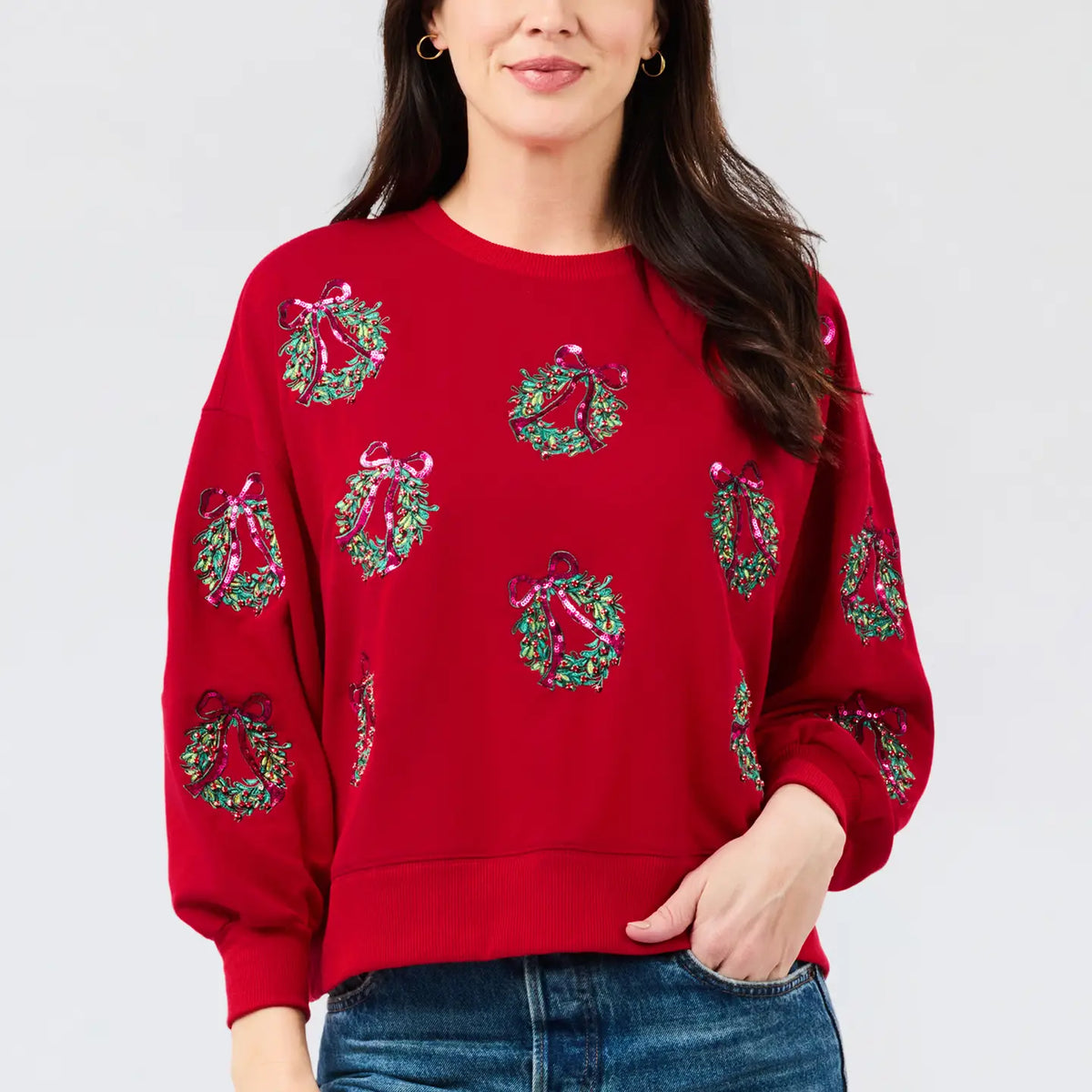 Red and Green Berry Wreath Sweater